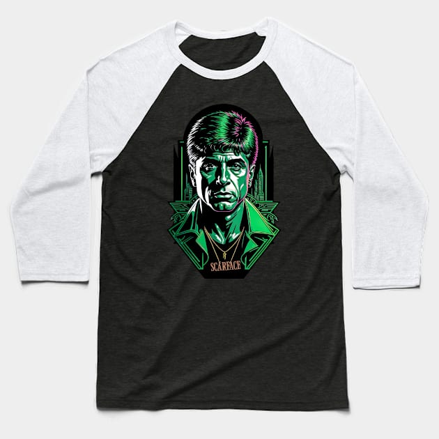 Scarface Tony Baseball T-Shirt by DeathAnarchy